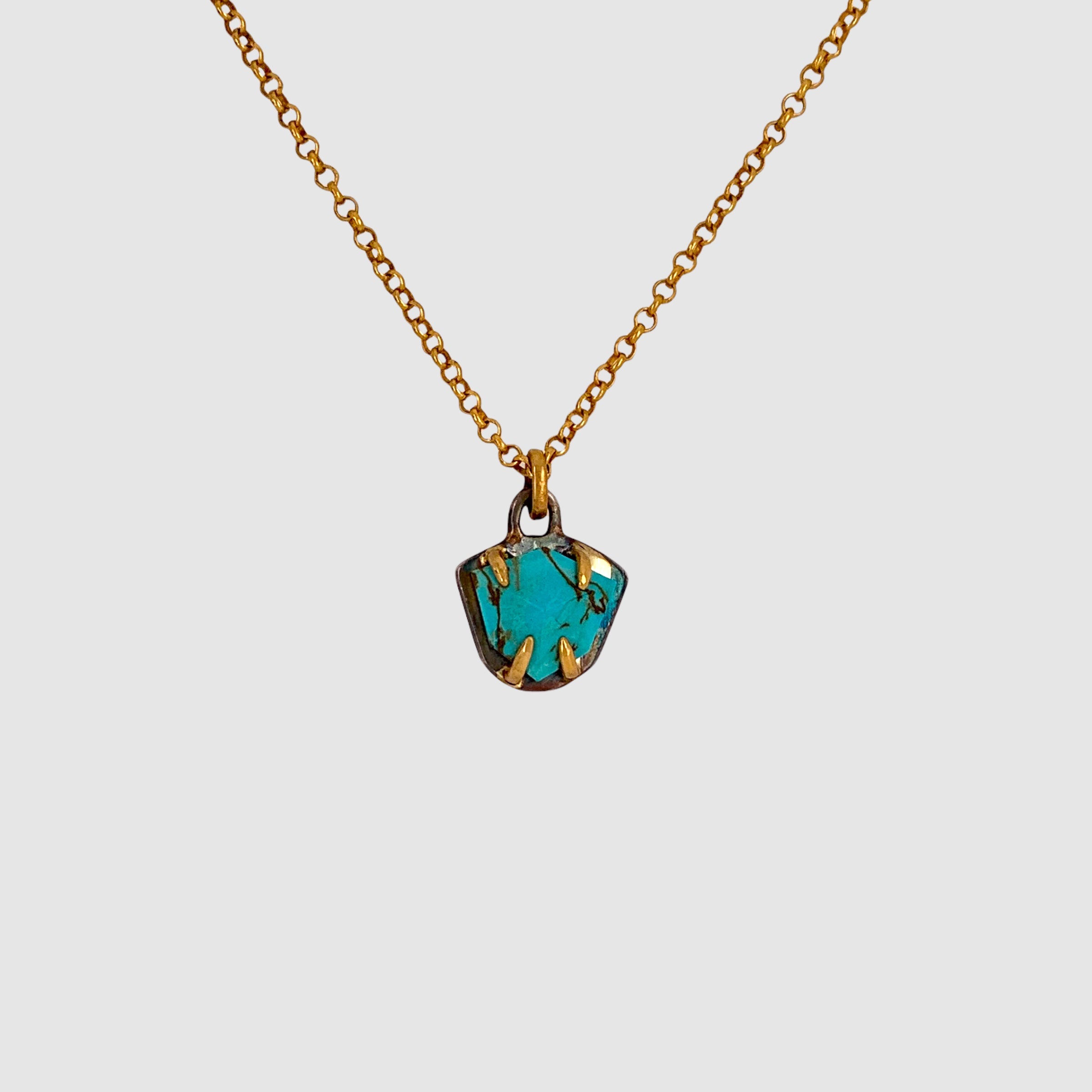 HEIRLOOM CLAW PENDANT // NECKLACE //  HEXAGON TURQUOISE