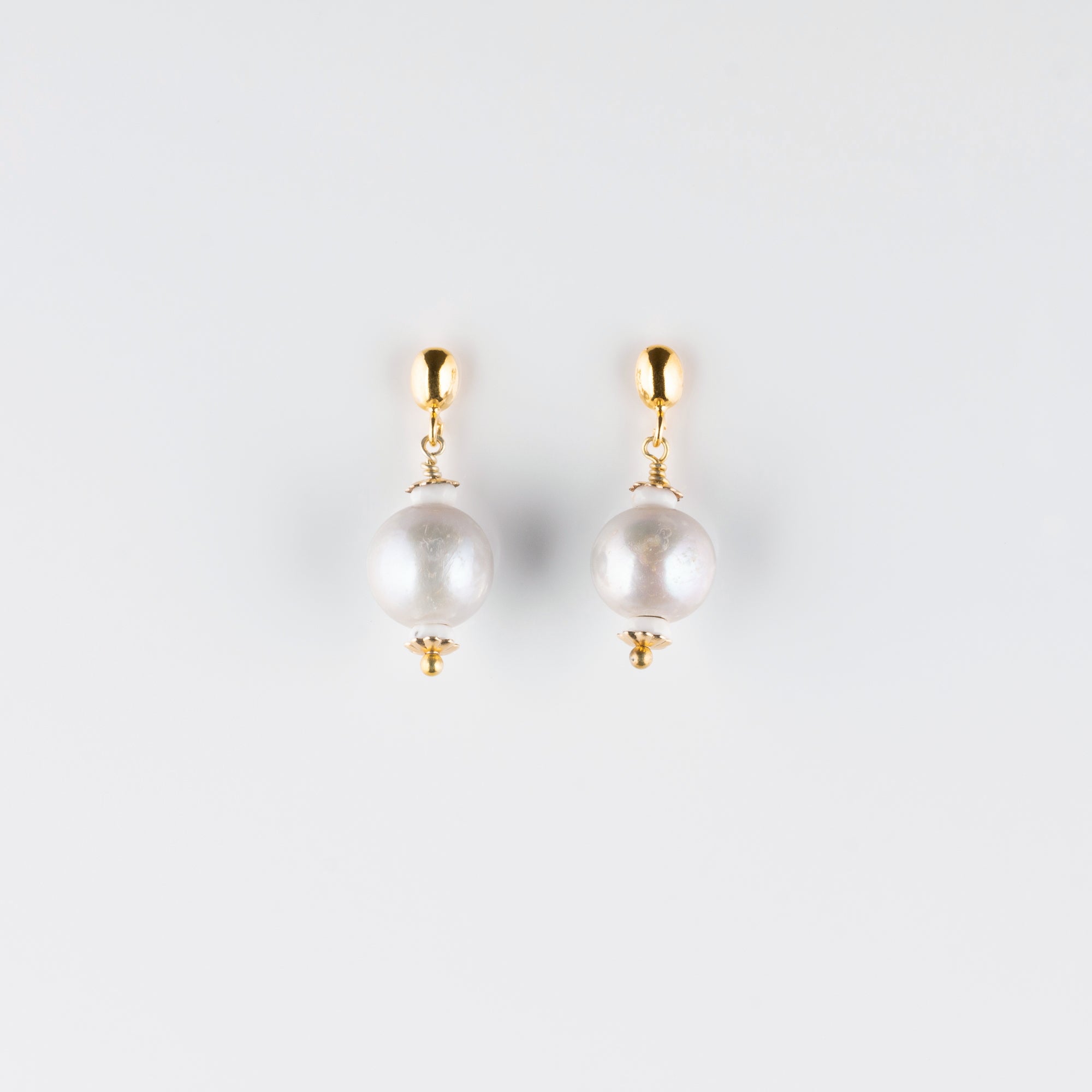 VERMEIL POST EARRINGS // PEARL