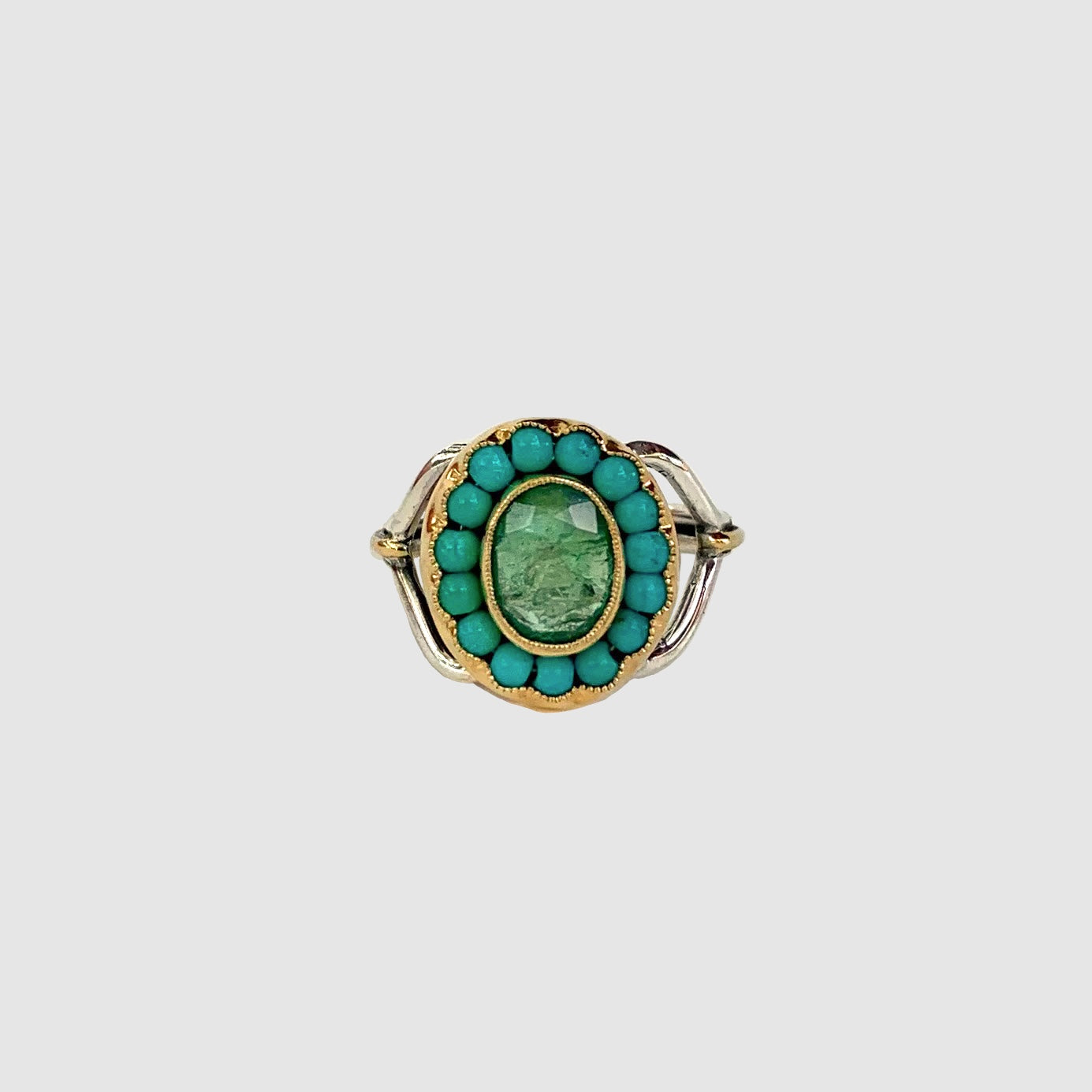 HEIRLOOM RING // 22K GOLD // TURQUOISE // GREEN EMERALD